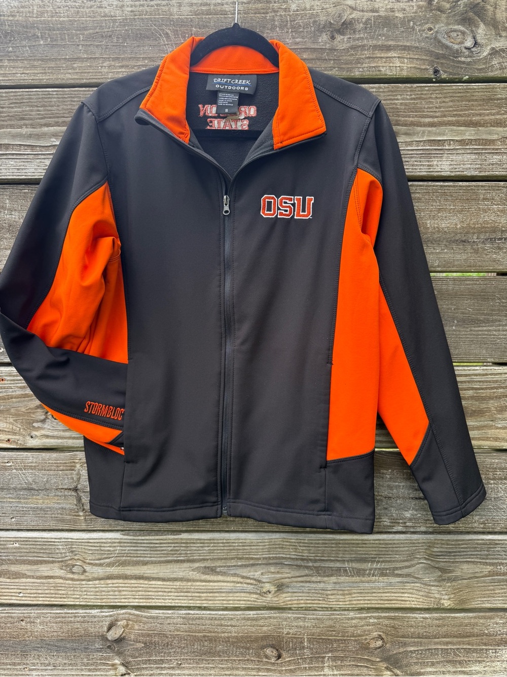 Oregon State Beavers OSU Softshell Jacket Mens Small Black Orange Fan Gear